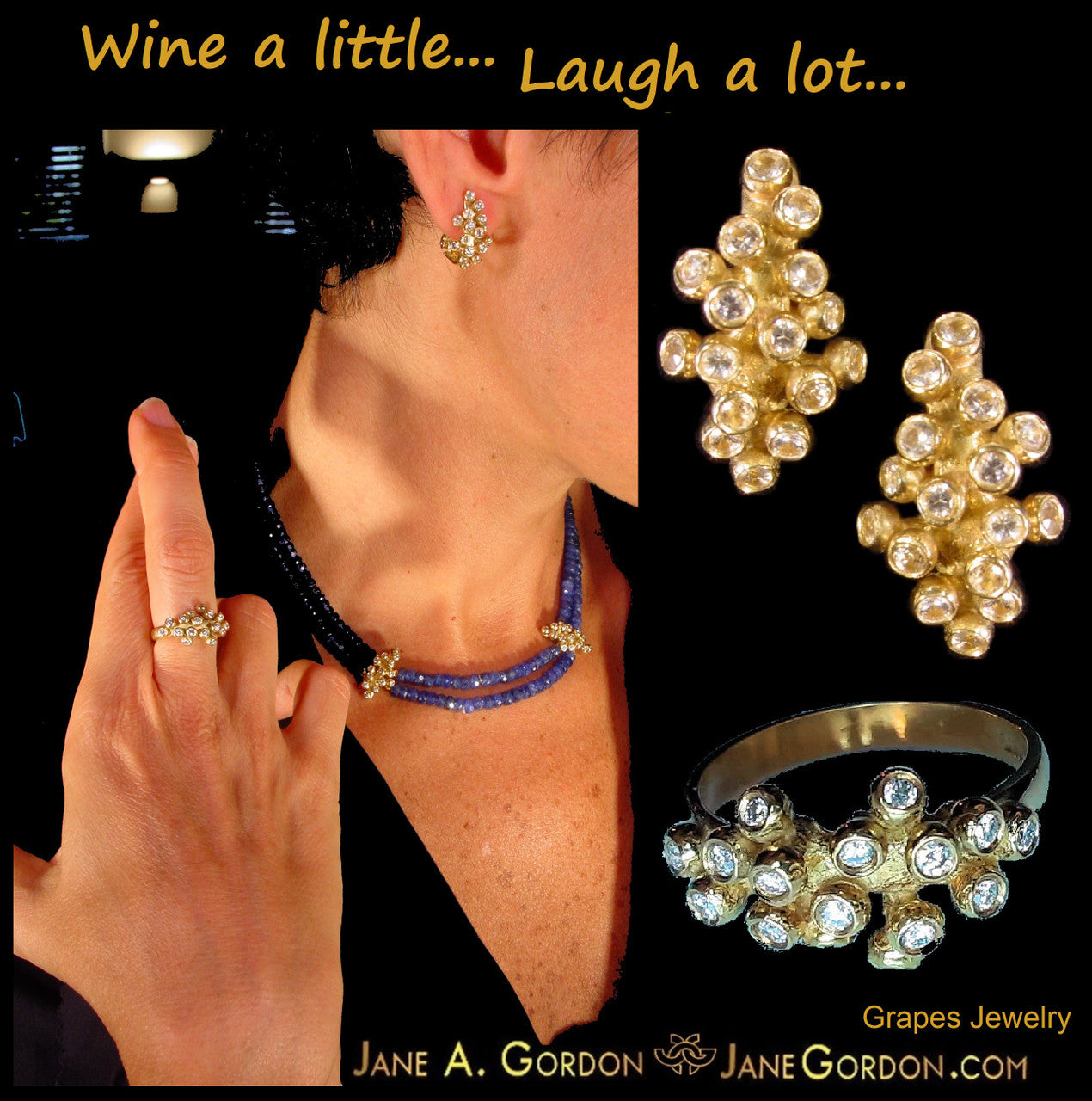 Demi Grape Earrings, Detachable Stud and Drop, 2 parts: Sterling Silver & Diamonds-21