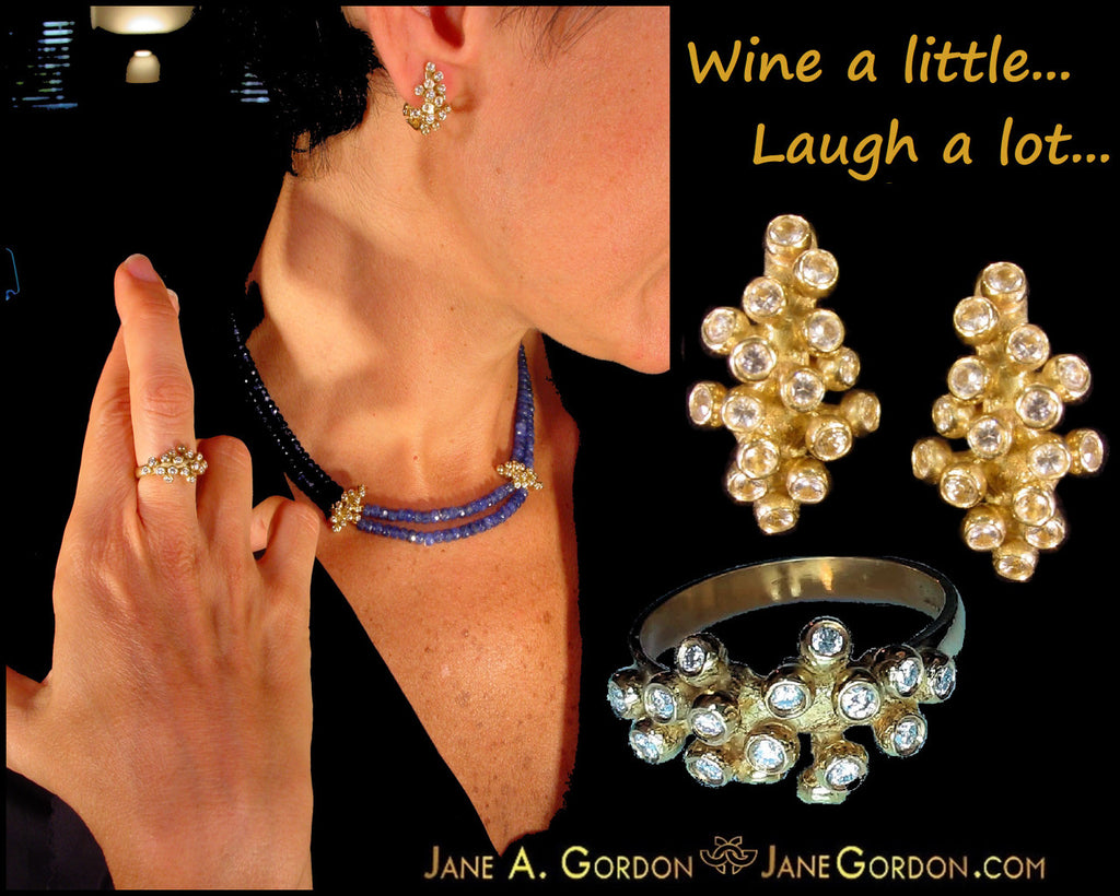 Grapes Huggie Earrings-14K Gold with Diamonds-24