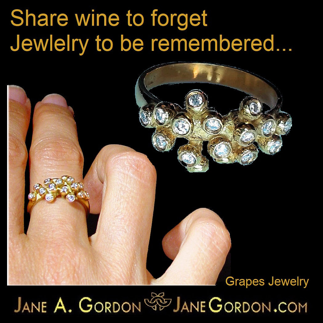 Grapes Drop Earrings: 14K Gold with Diamonds-8