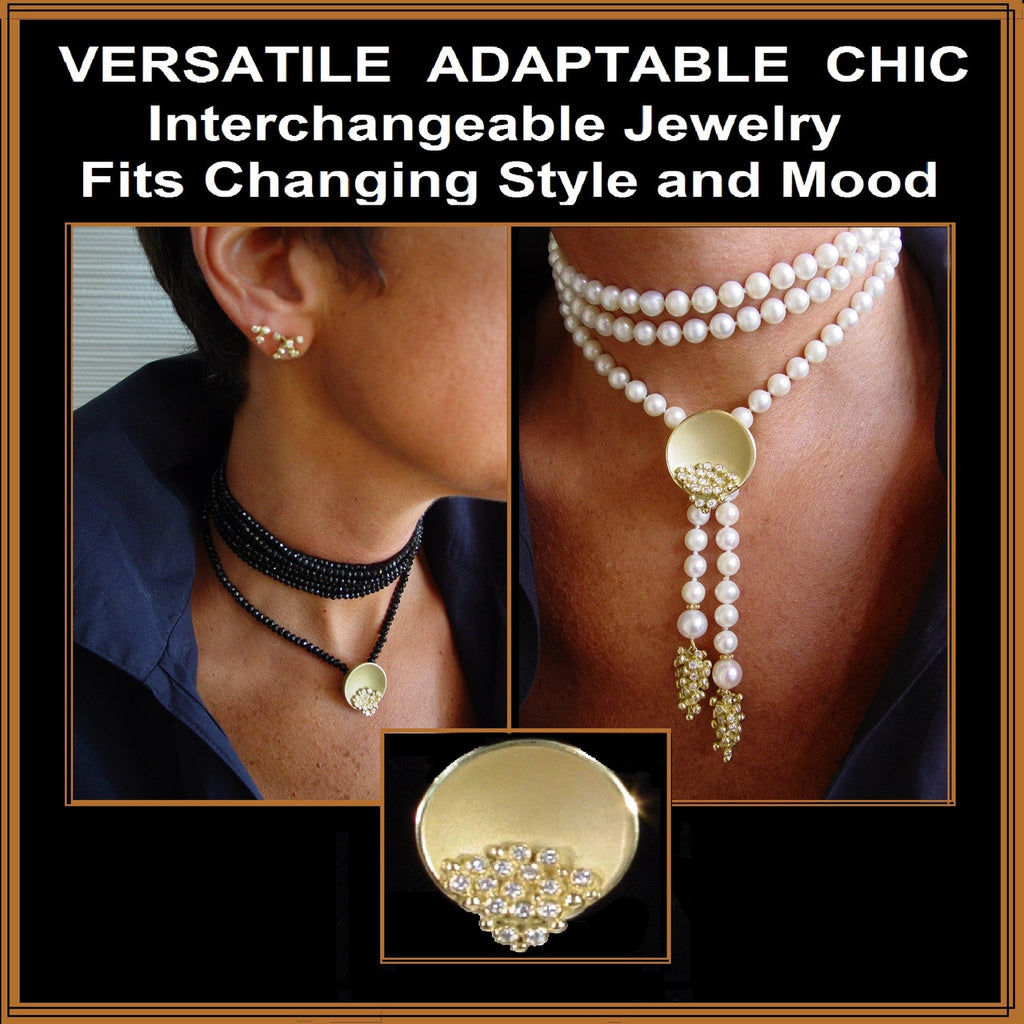 Bowl of Diamonds Necklace-Small-18K Gold Dots of Diamonds, Sterling Silver-7