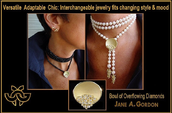 Bowl of Overflowing Diamonds on pearls-Bracelet- Sterling silver-0
