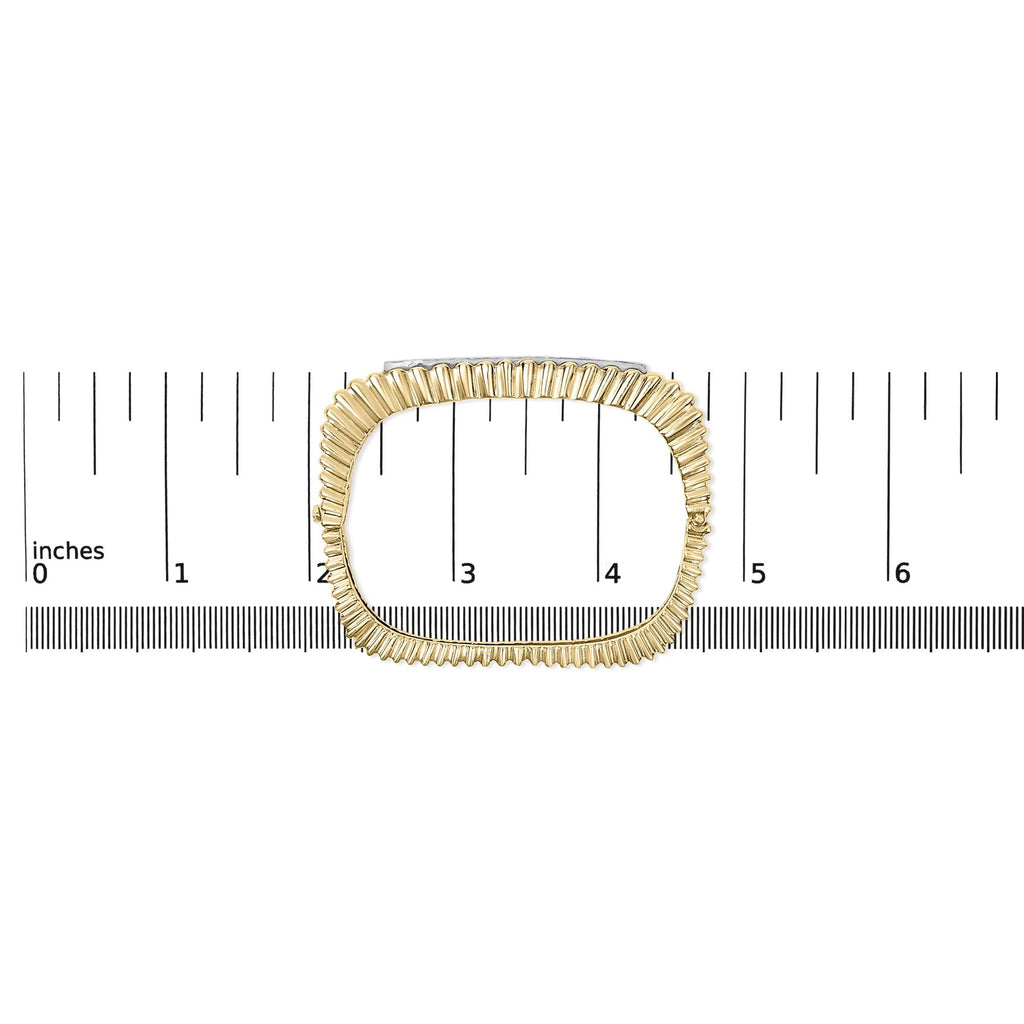 14K Yellow Gold 1 1/4 Cttw Diamond Ribbed Rounded Rectangle Bangle Bracelet (G-H Color, VS2-SI1 Clarity) - 7.75" Inches-4