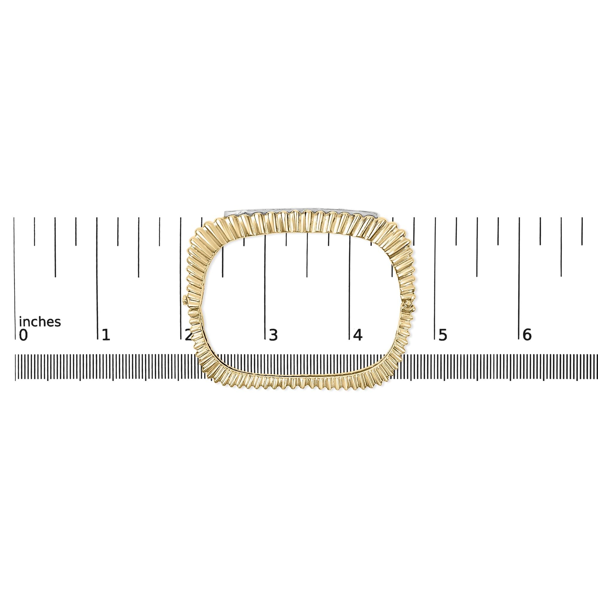14K Yellow Gold 1 1/4 Cttw Diamond Ribbed Rounded Rectangle Bangle Bracelet (G-H Color, VS2-SI1 Clarity) - 7.75" Inches-4