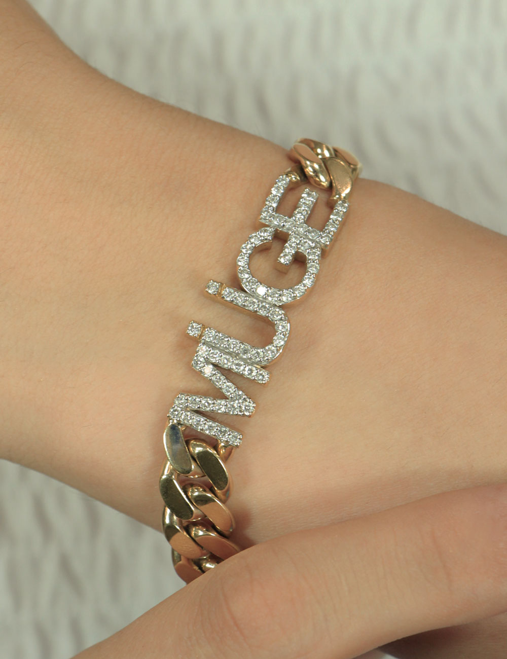 14ct Gold 1.50 Carats Diamond Personalized Name Bracelet-2