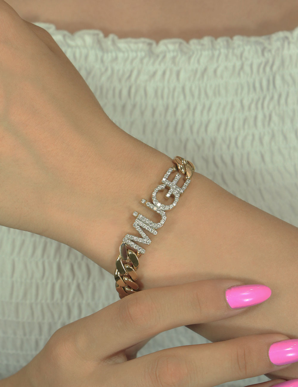 14ct Gold 1.50 Carats Diamond Personalized Name Bracelet-4