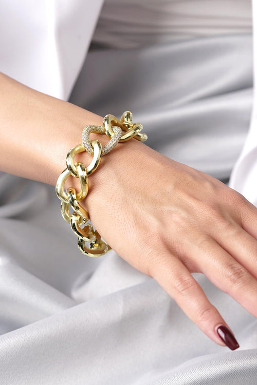 14ct Gold Stone Hoop Gourmet Bracelet-0