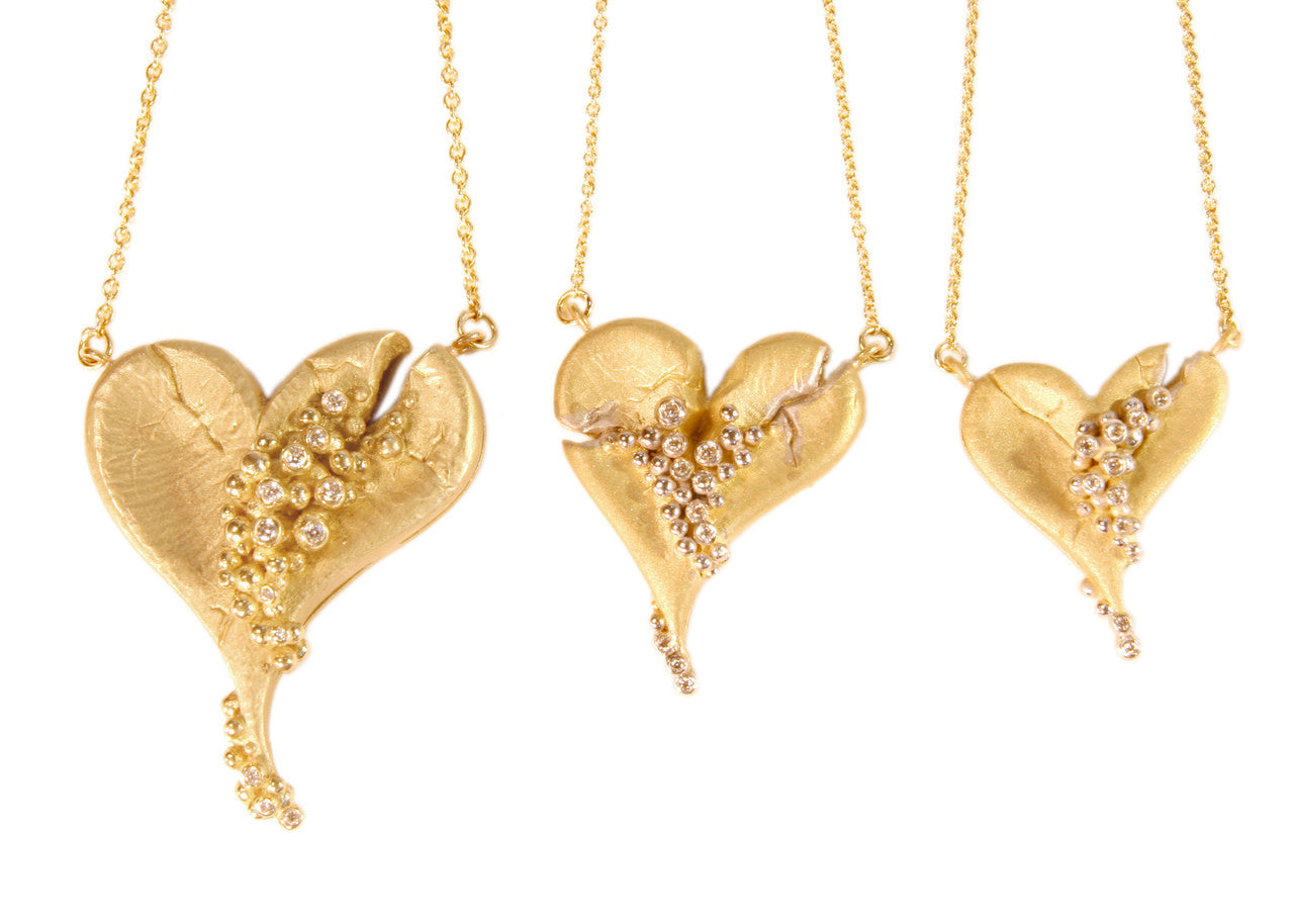 Hearts-Lucky Break Necklace-Large-14K Gold with Overflowing diamonds-3
