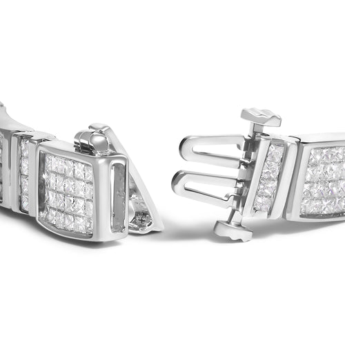 14K White Gold 7.0 Cttw Princess Cut Diamond 7" Alternating Vertical and Horizontal Rectangular Link Tennis Bracelet (H-I Color, SI2-I1 Clarity)-1