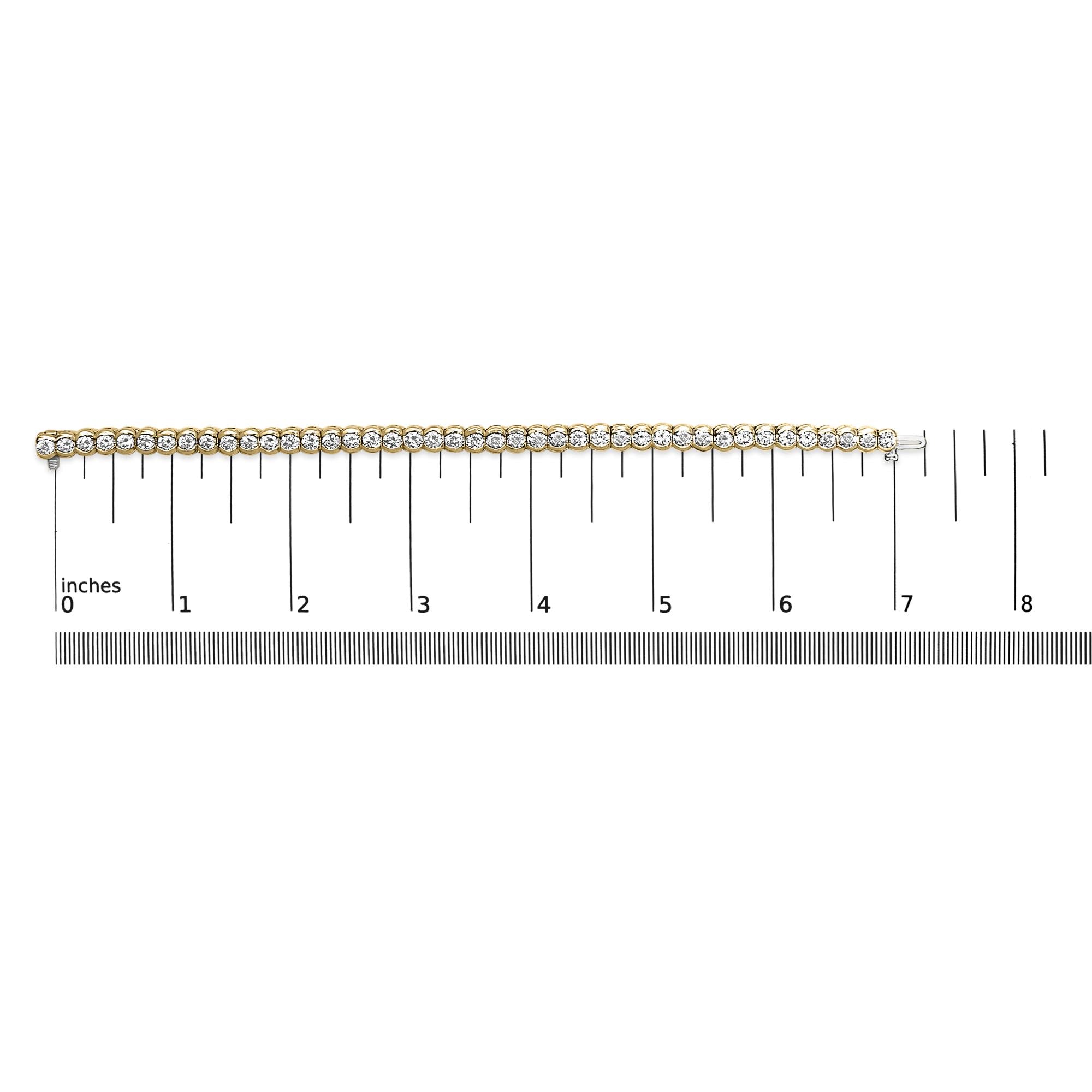14K Yellow Gold 8.00 Cttw Half Bezel Set Diamond Tennis Bracelet (H-I Color, SI2-I1 Clarity) - 7" Inches-4