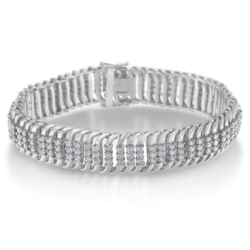 14K White Gold 5.0 Cttw Round Brilliant Cut Diamond 7" S Wave Serpentine Tennis Bracelet (H-I Color, I1-I2 Clarity)-1