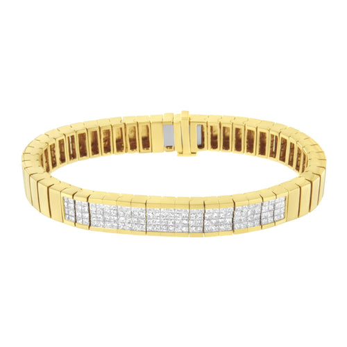 14K Yellow Gold 3 5/8 cttw Invisible Set Princess-Cut Diamond ID Tennis Bracelet (I-J Color, SI1-SI2 Clarity) - Size 7"-1