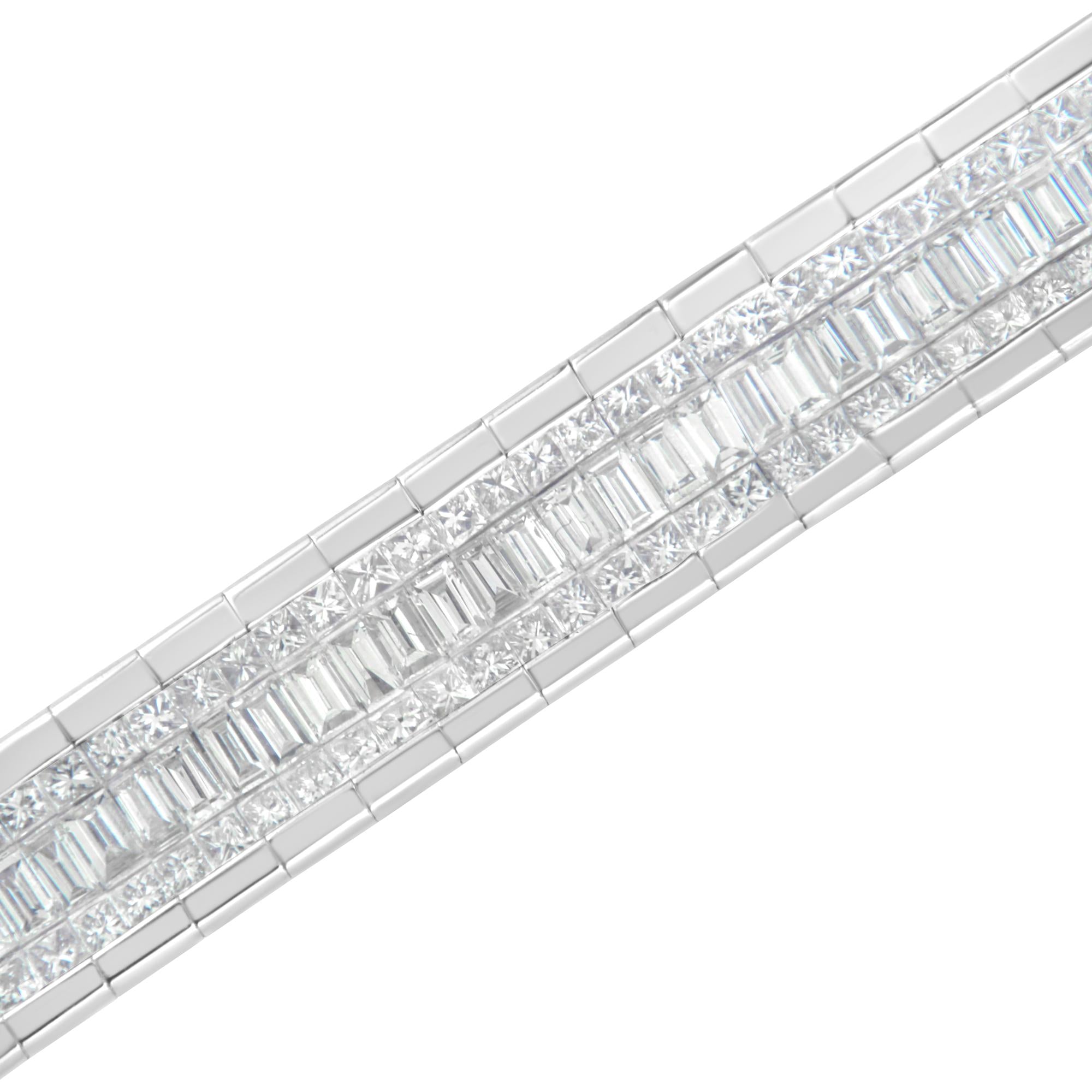 14K White Gold 7 7/8 Cttw Princess and Baguette Diamond Eternity Line Tennis Bracelet (G-H Color, SI1-SI2 Clarity) - 7" Inches-4