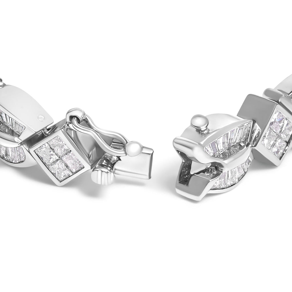 14K White Gold 8 5/8ct Cttw Princess and Baguette Diamond Geometric Twist Link Bracelet (G-H Color, VS1-VS2 Clarity) - 7"-1