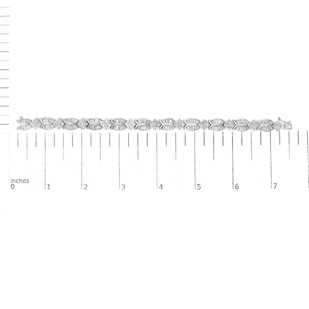 14K White Gold 8 5/8ct Cttw Princess and Baguette Diamond Geometric Twist Link Bracelet (G-H Color, VS1-VS2 Clarity) - 7"-4
