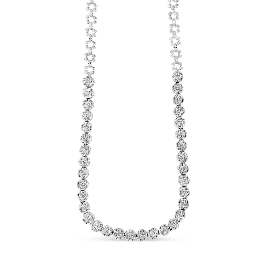 IGI Certified 14K Gold 8.0 Cttw Pave Set Round-Cut Diamond Cluster Graduating Riviera Statement Necklace (H-I Color, I1 Clarity)-1