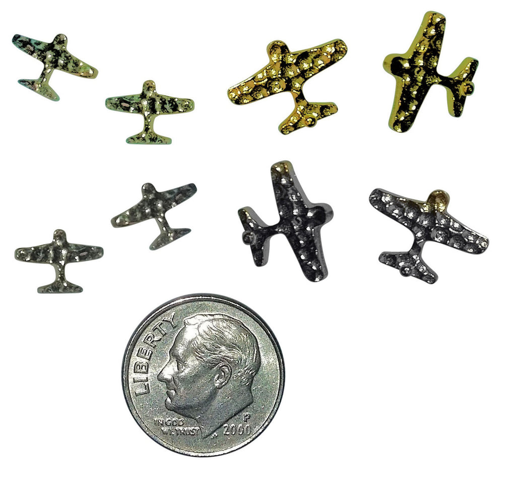 Custom Design: Airplane Stud Earrings- 18K Gold: 12mm-10