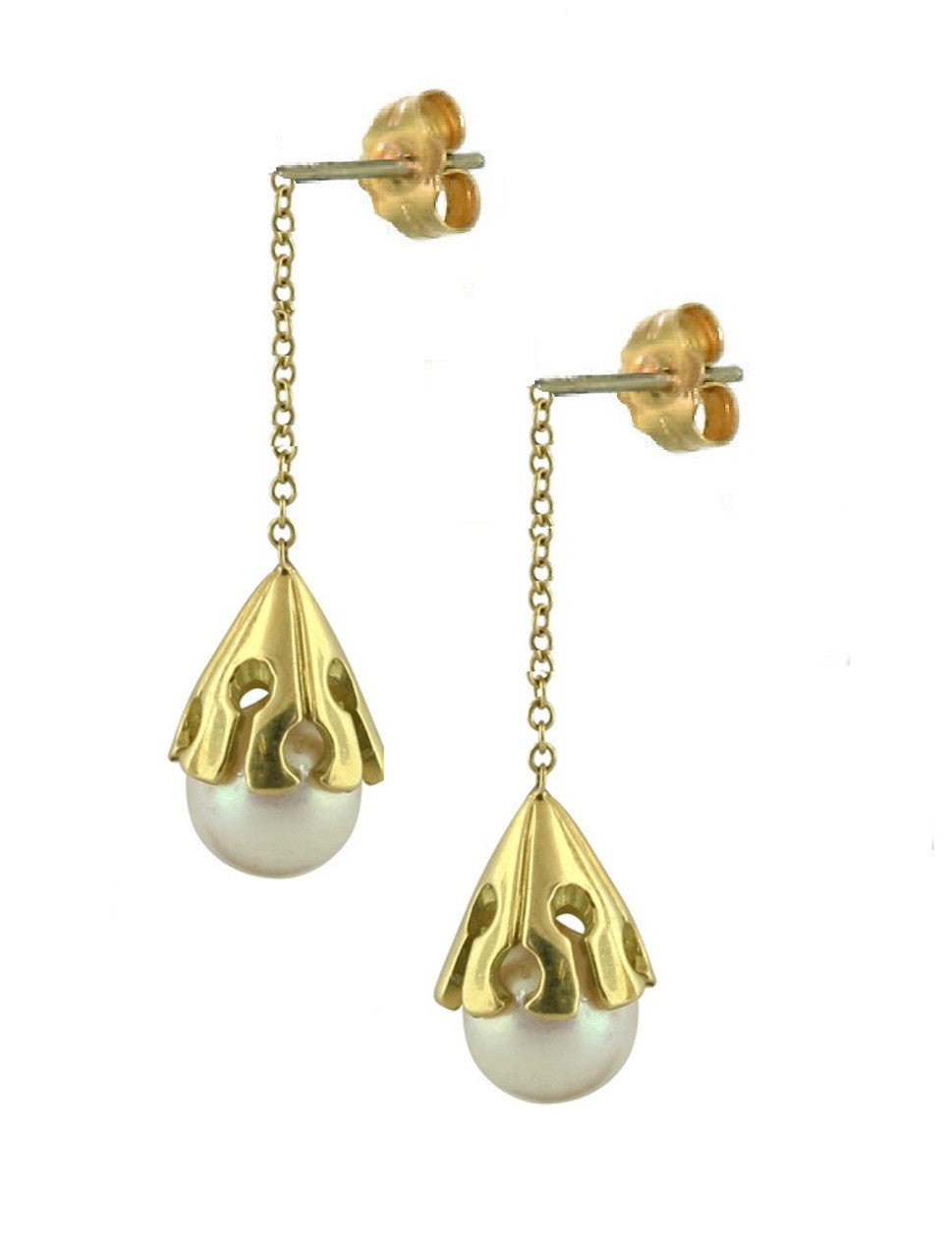 Akoya pearl drop earring-18K Gold-4