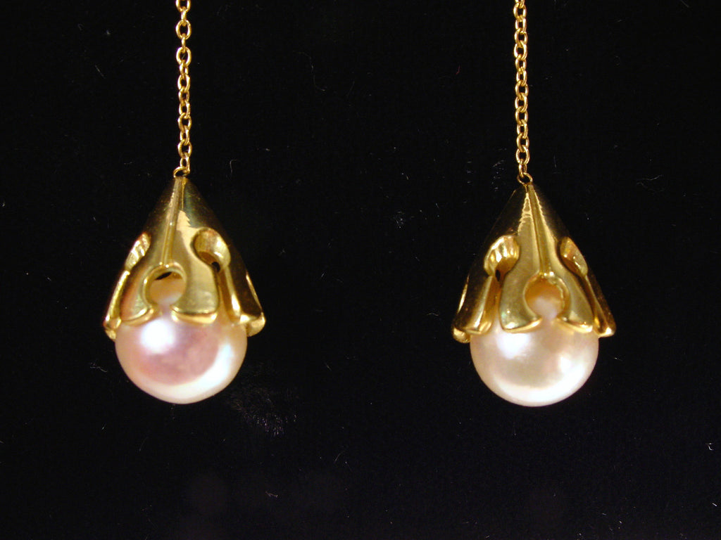 Akoya pearl drop earring-18K Gold-0