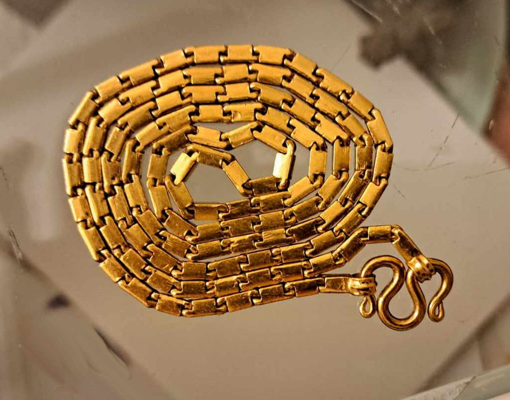 Stunning Baht Chain Necklace from Thailand- 24K Gold, 27" long- Unisex-9