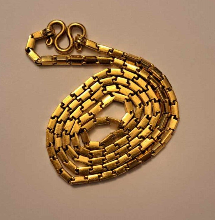 Stunning Baht Chain Necklace from Thailand- 24K Gold, 27" long- Unisex-14