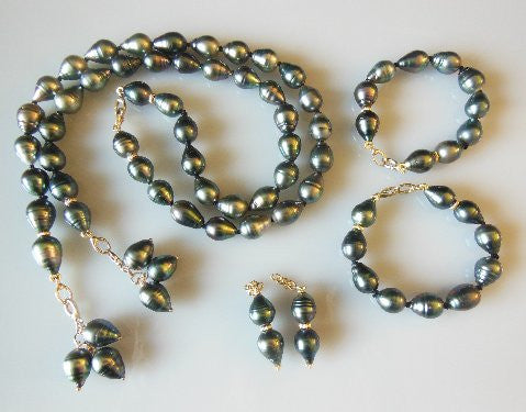 Tahitian Baroque Pearl Mega Set: Interchangeable Necklace/Bracelet, Earrings/Pendant-5