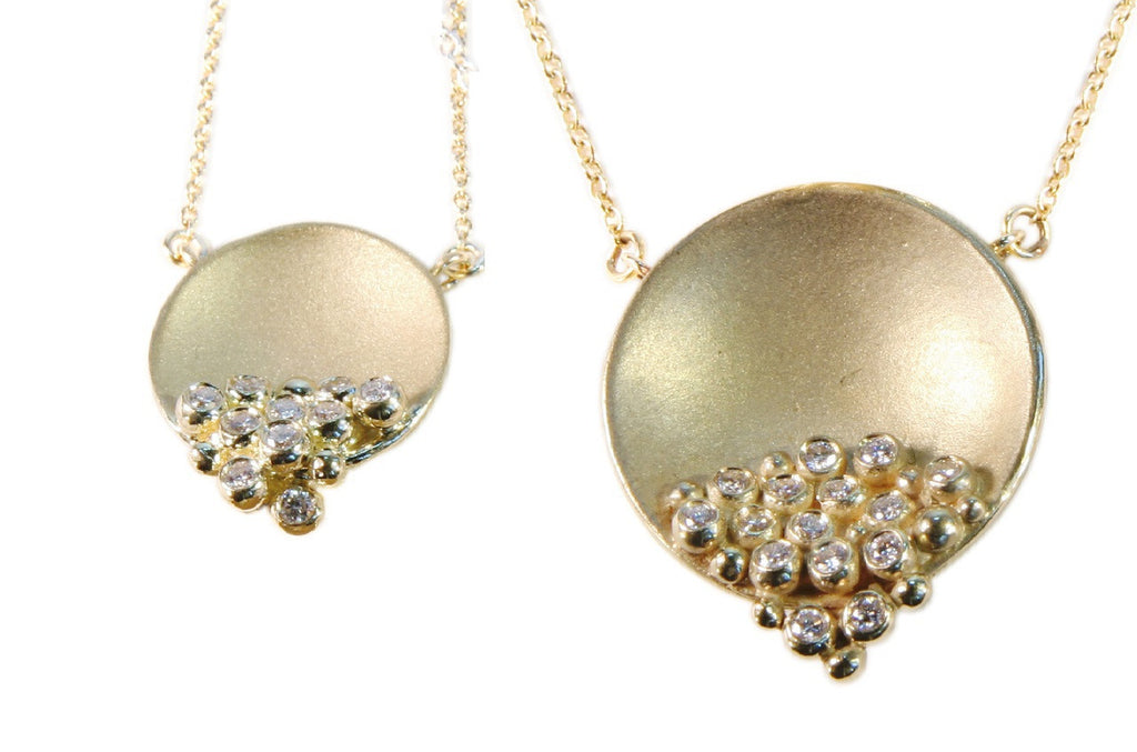Bowl of Diamonds Necklace-Small-18K Gold Dots of Diamonds, Sterling Silver-2