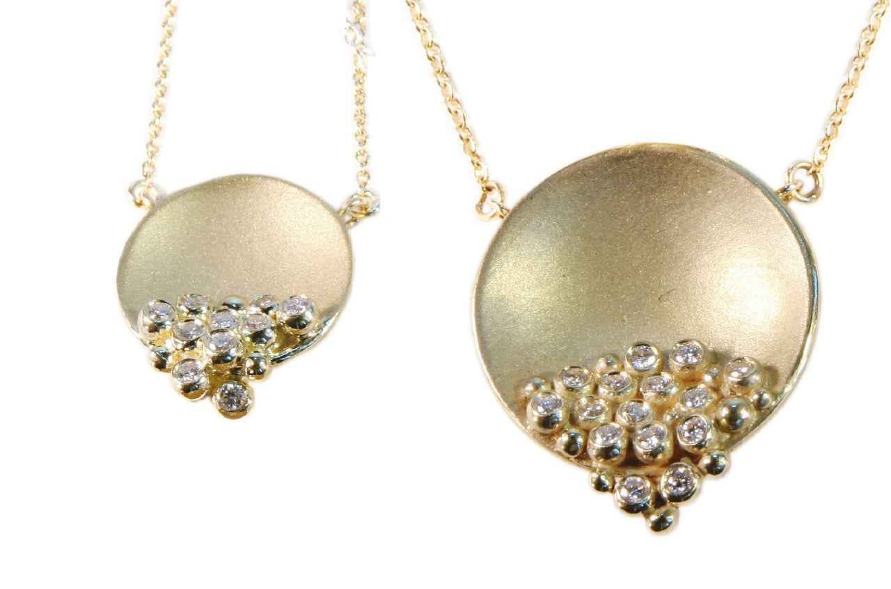 Bowl of Diamonds Necklace-Small-18K Gold Dots of Diamonds, Sterling Silver-2