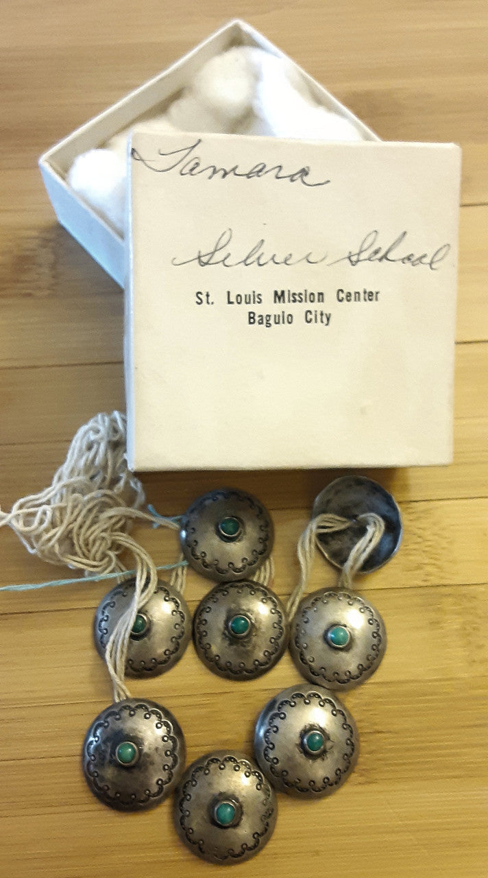 Vintage Navajo Buttons, Western Style Cowboy Turquoise and Sterling Silver-3