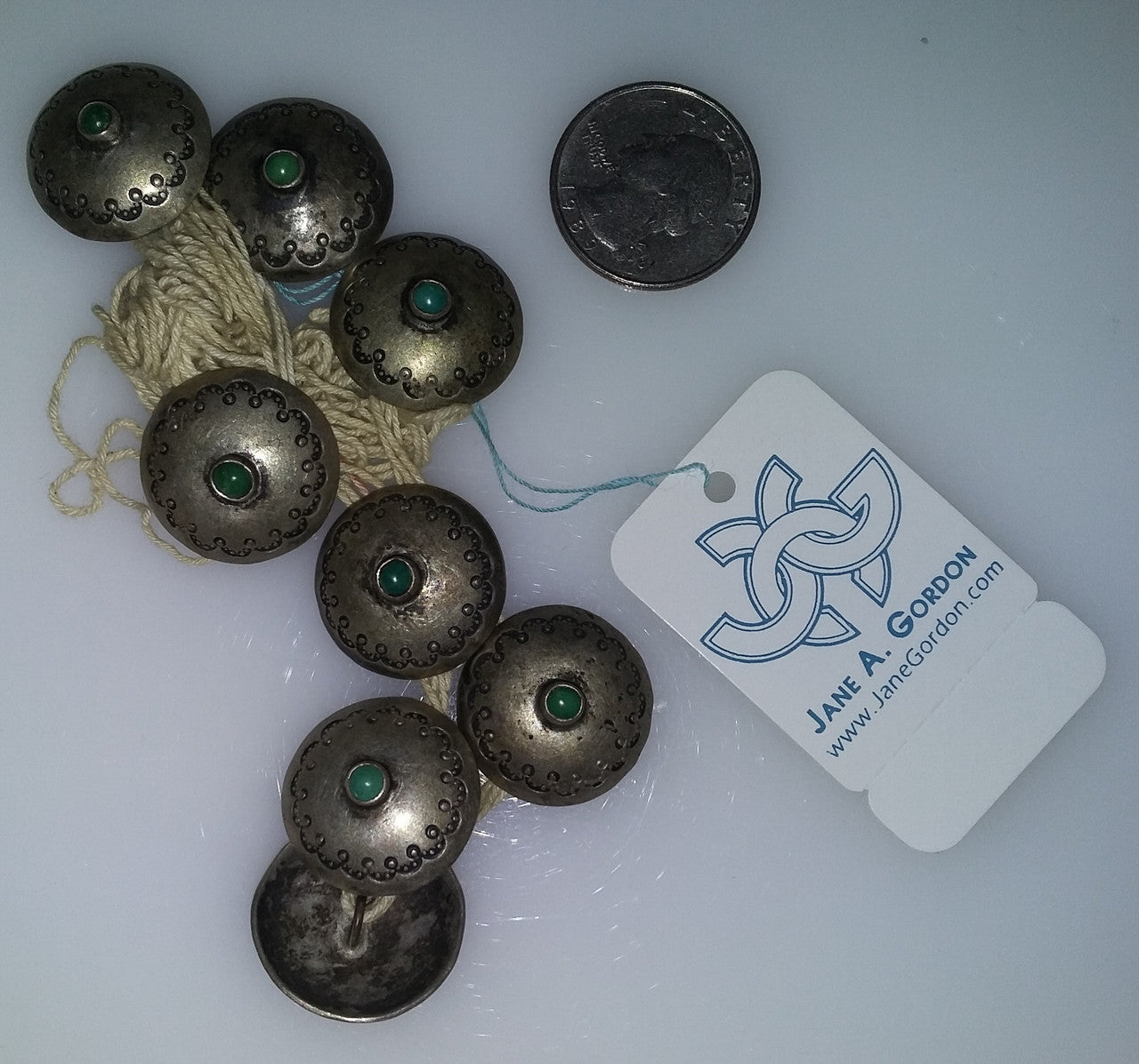 Vintage Navajo Buttons, Western Style Cowboy Turquoise and Sterling Silver-4