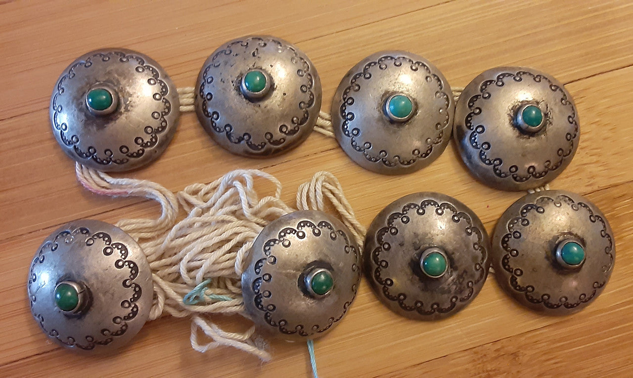 Vintage Navajo Buttons, Western Style Cowboy Turquoise and Sterling Silver-6