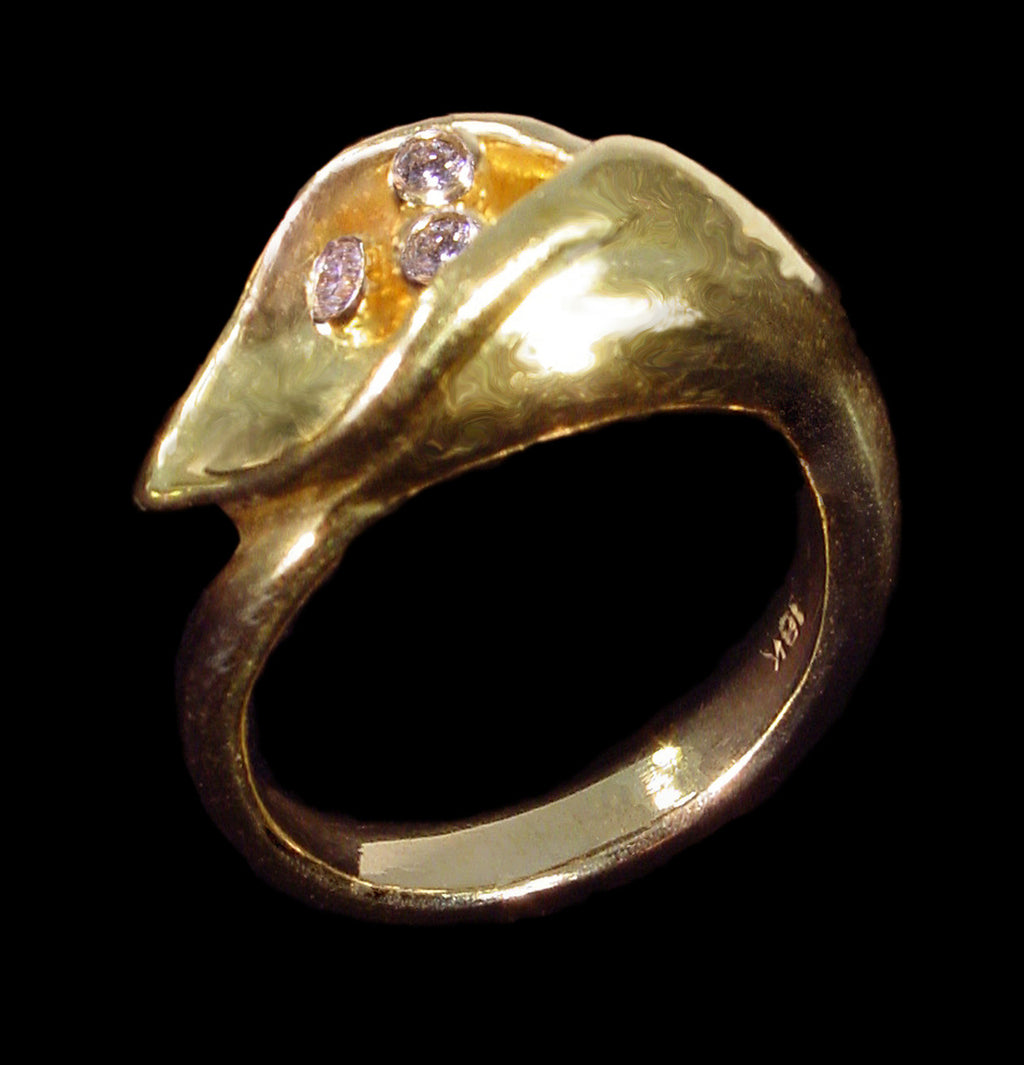 Calla Lily Ring-14K Gold with Diamond Center-13