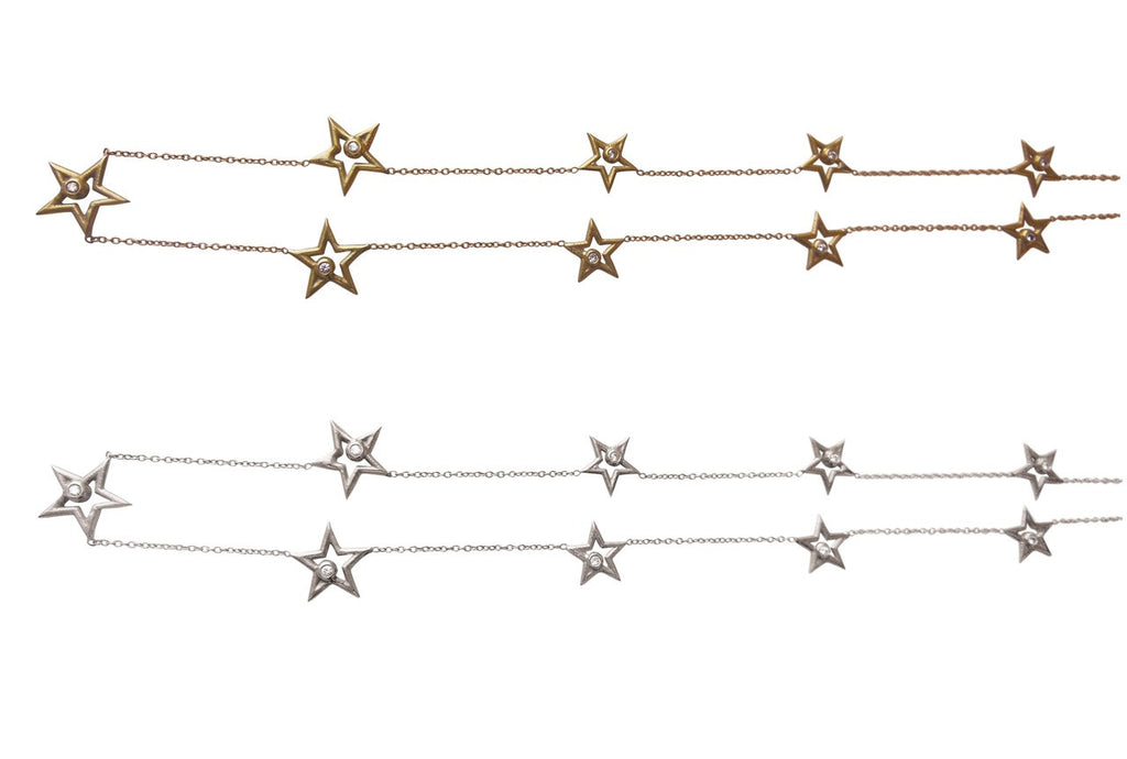 Stars-Chain of Stars Necklace-18K gold with diamonds-0