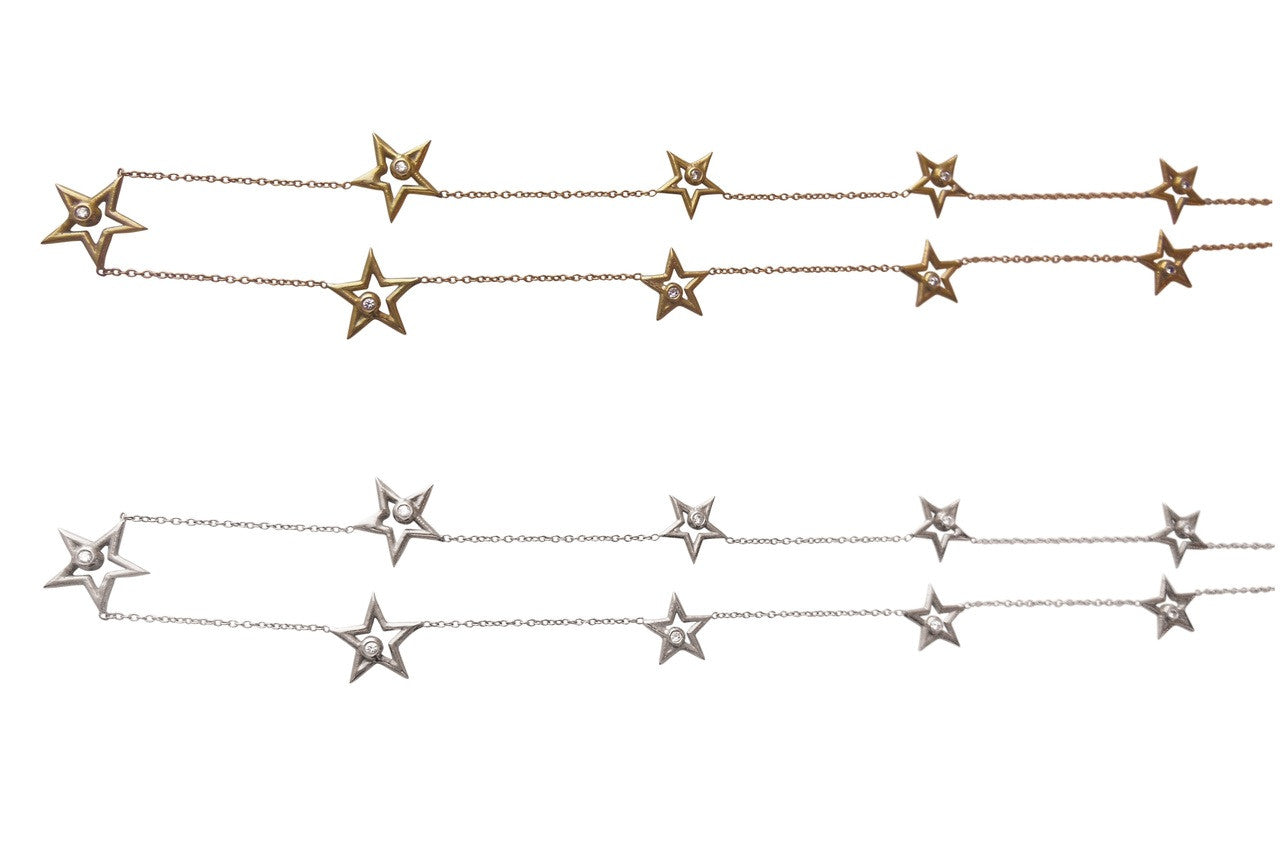 Stars-Chain of Stars Necklace-18K gold with diamonds-0