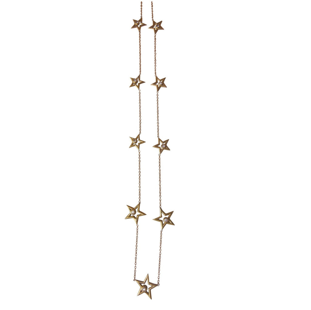 Stars-Chain of Stars Necklace-18K gold with diamonds-5
