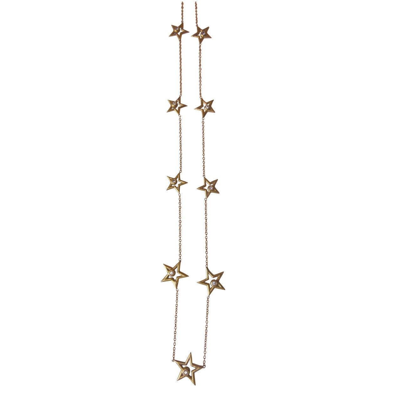 Stars-Chain of Stars Necklace-18K gold with diamonds-5
