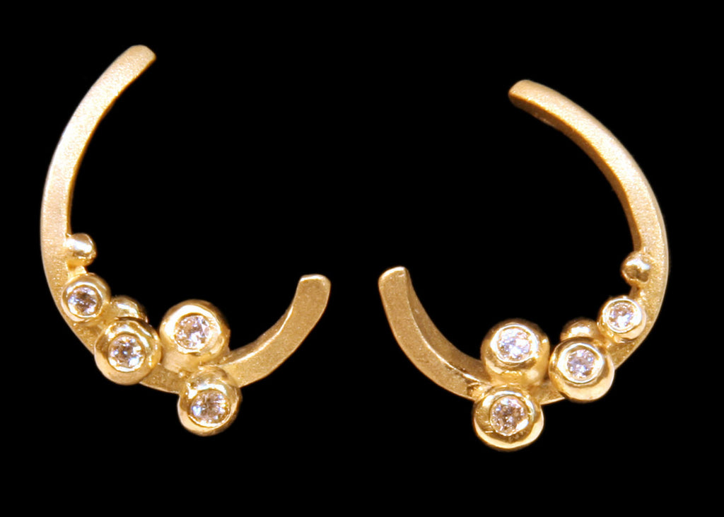 Curly Hoop Earring-14K Gold with Diamonds-9