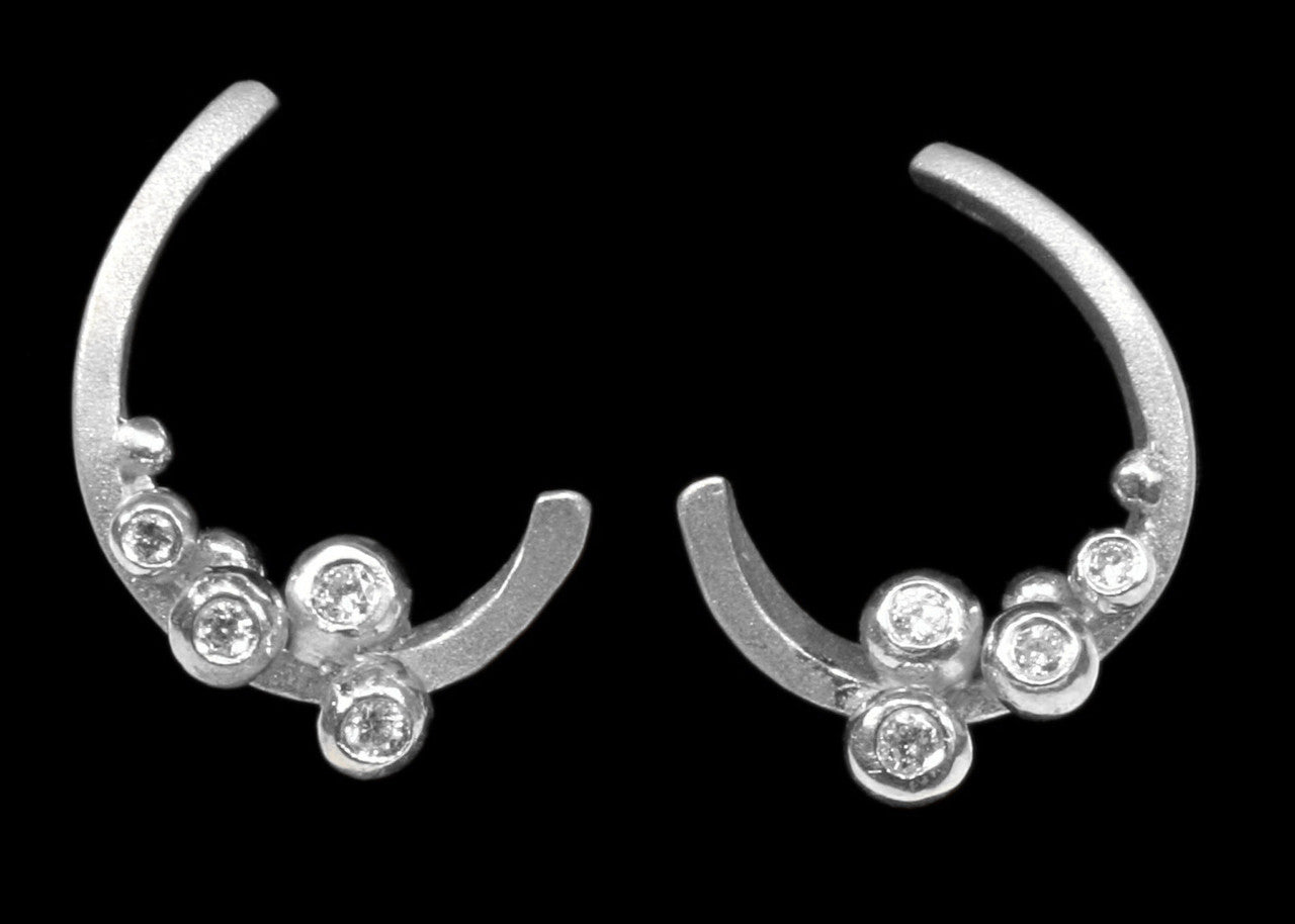 Curly Hoop Earring-14K Gold with Diamonds-3