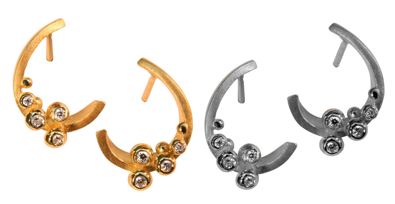 Curly Hoop Earring-14K Gold with Diamonds-6