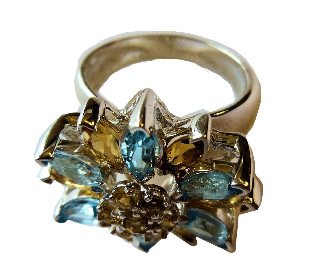 Colorful Daisy Ring-Sterling Silver & Semi-Precious Gemstones (any stone available)-1