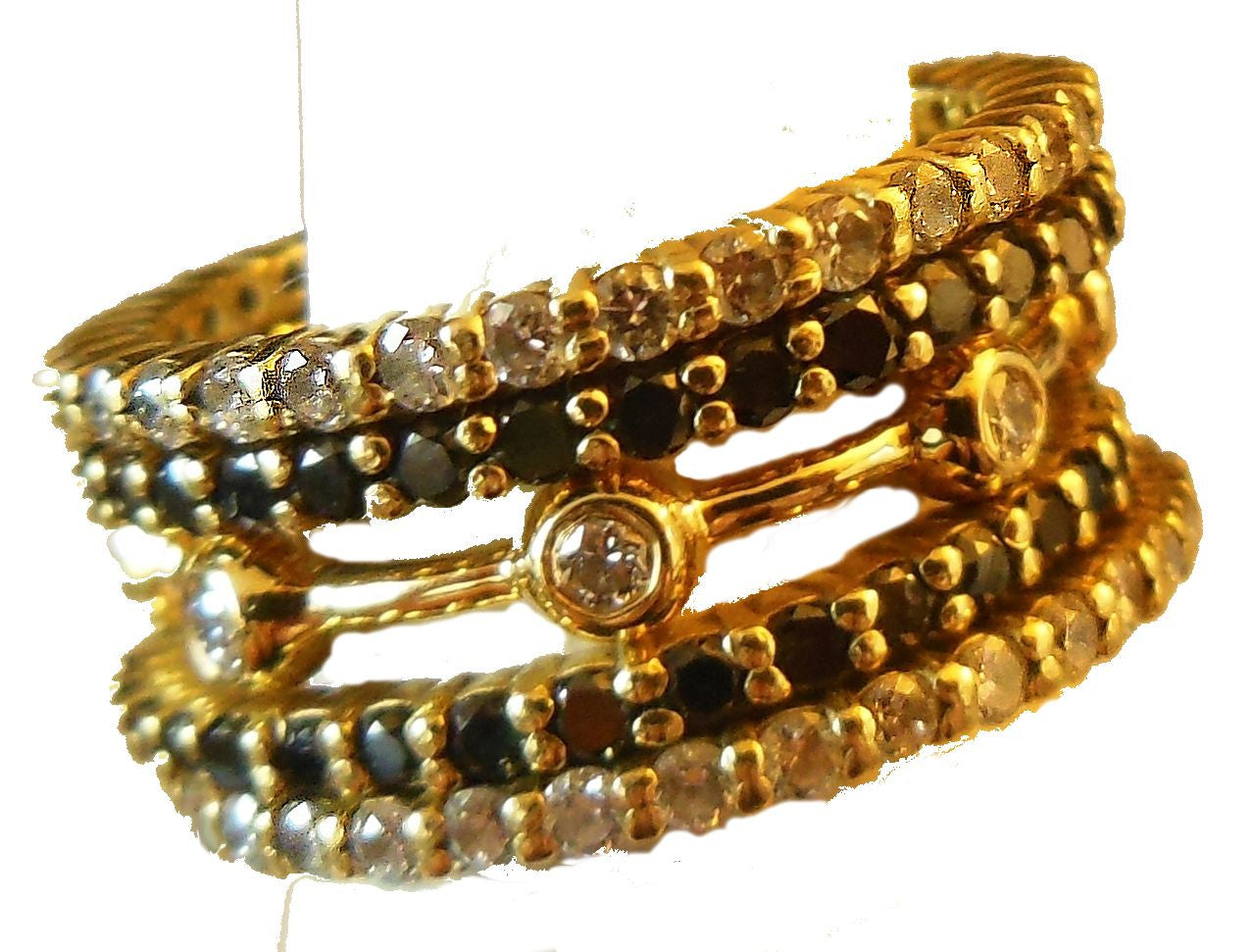 Straight Stacking Ring- 14K gold with diamonds-4