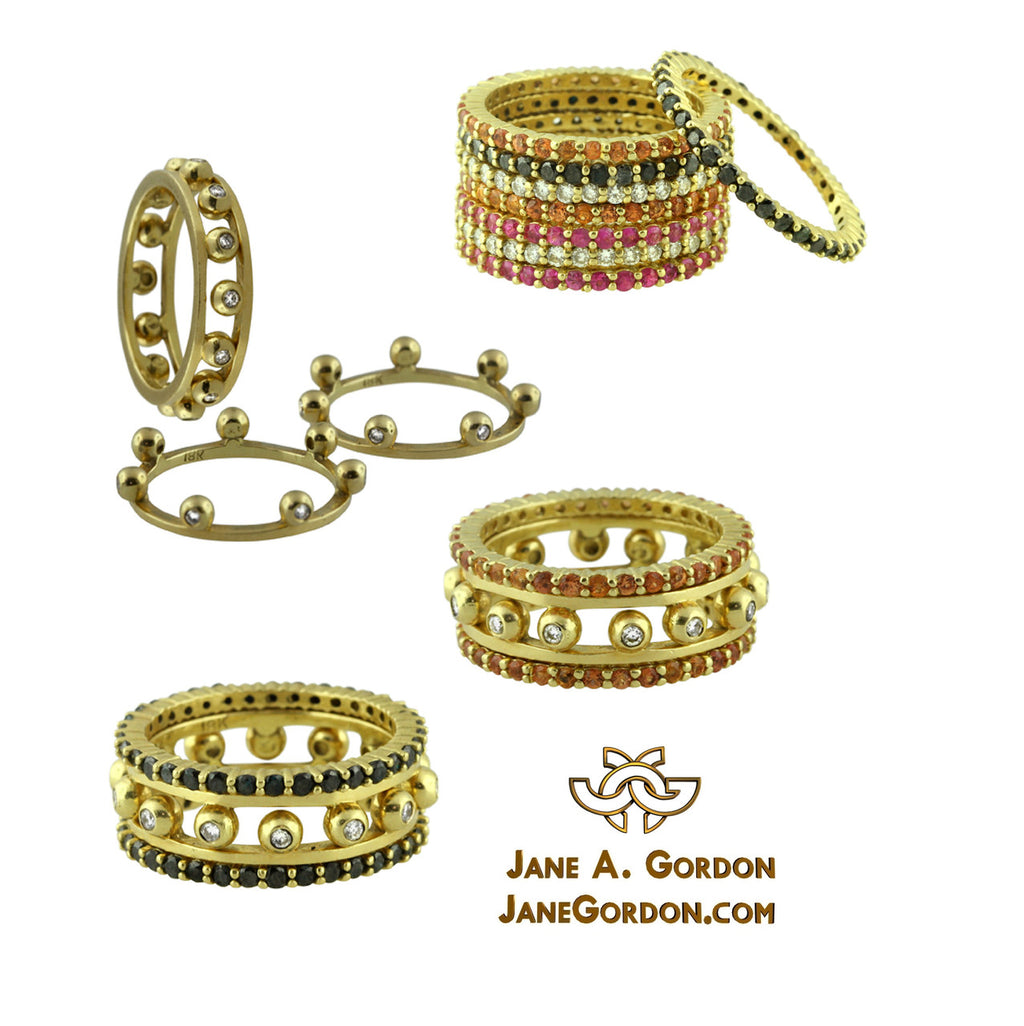 Crown Stacking Ring- Larger of 2 Narrow Versions-18K Gold & Diamonds-3