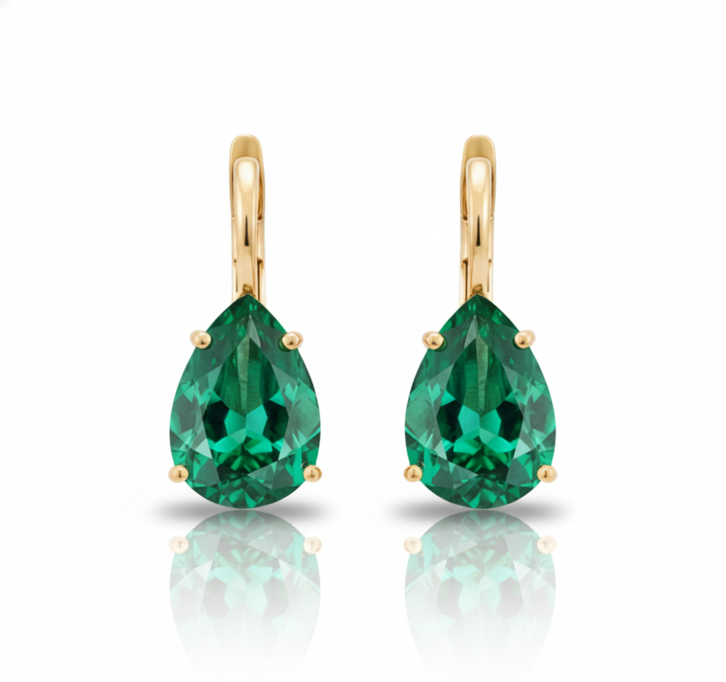 Eclisse Pear Emerald Earings-0
