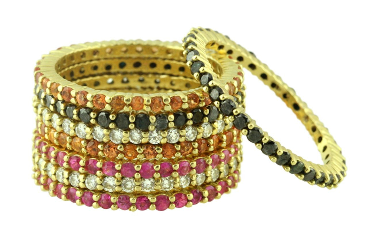 Wave Stacking Rings- 18K Gold with Diamonds.-5