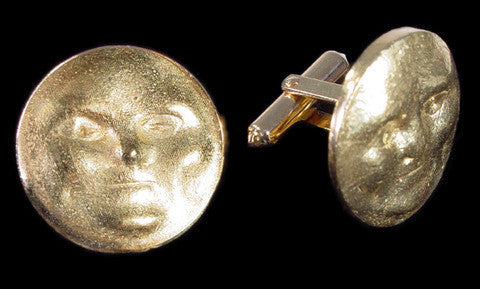 Someone to Watch Over Me-Sun/ Moon Cufflinks-18K gold with diamond eyes-0