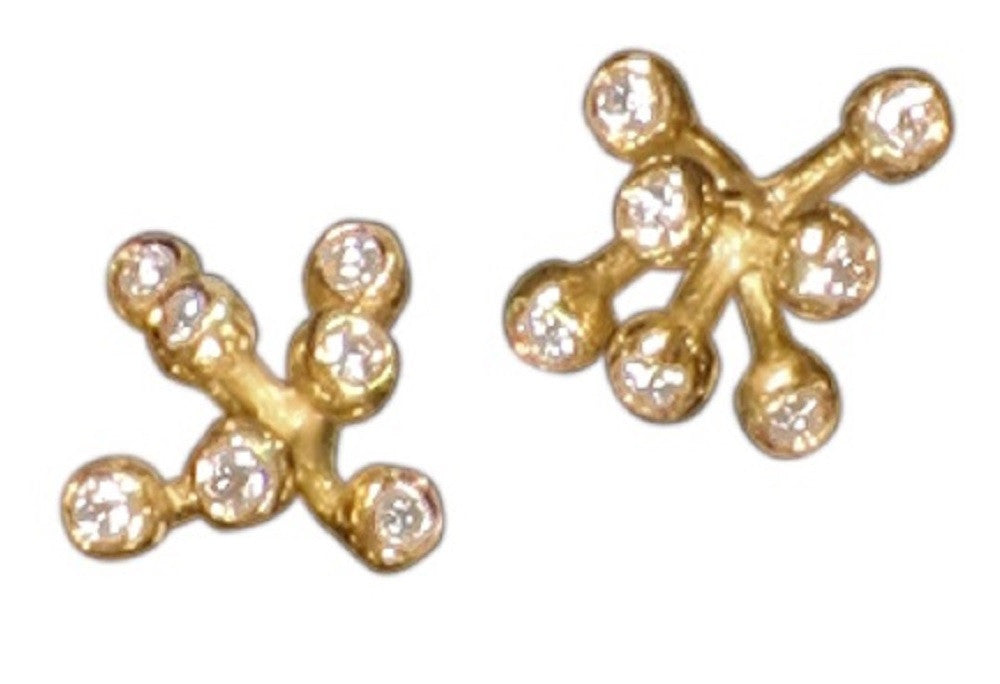 Fireworks-7 Earrings, 14K Gold with Diamonds: Celebrate Life!!!-9