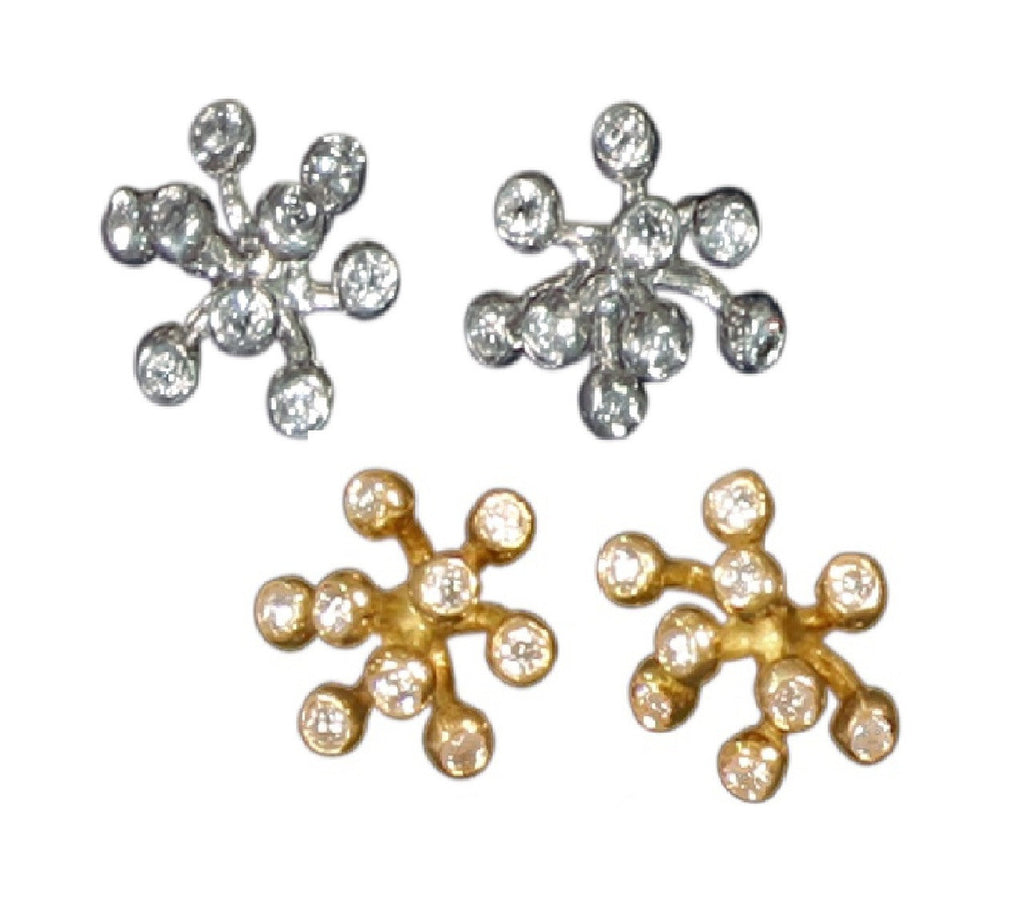 Fireworks-9 earrings-14K gold with diamonds-1