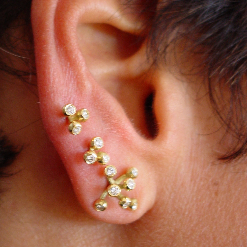 Fireworks Trip earrings-14K gold with diamonds-4