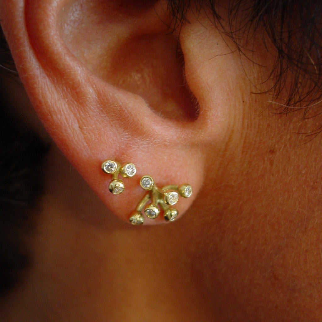 Fireworks Trip earrings-14K gold with diamonds-5