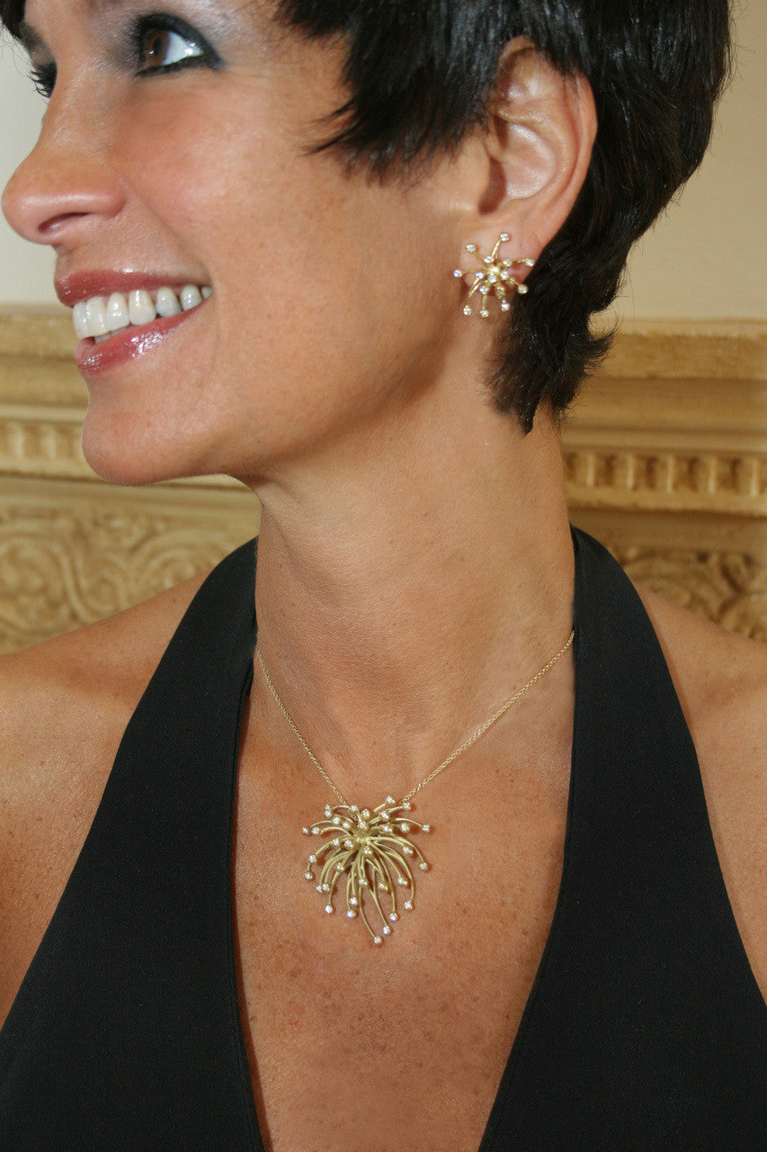 Superstar Earrings. Fireworks-18K gold with diamonds: Celebrate life!!!-15