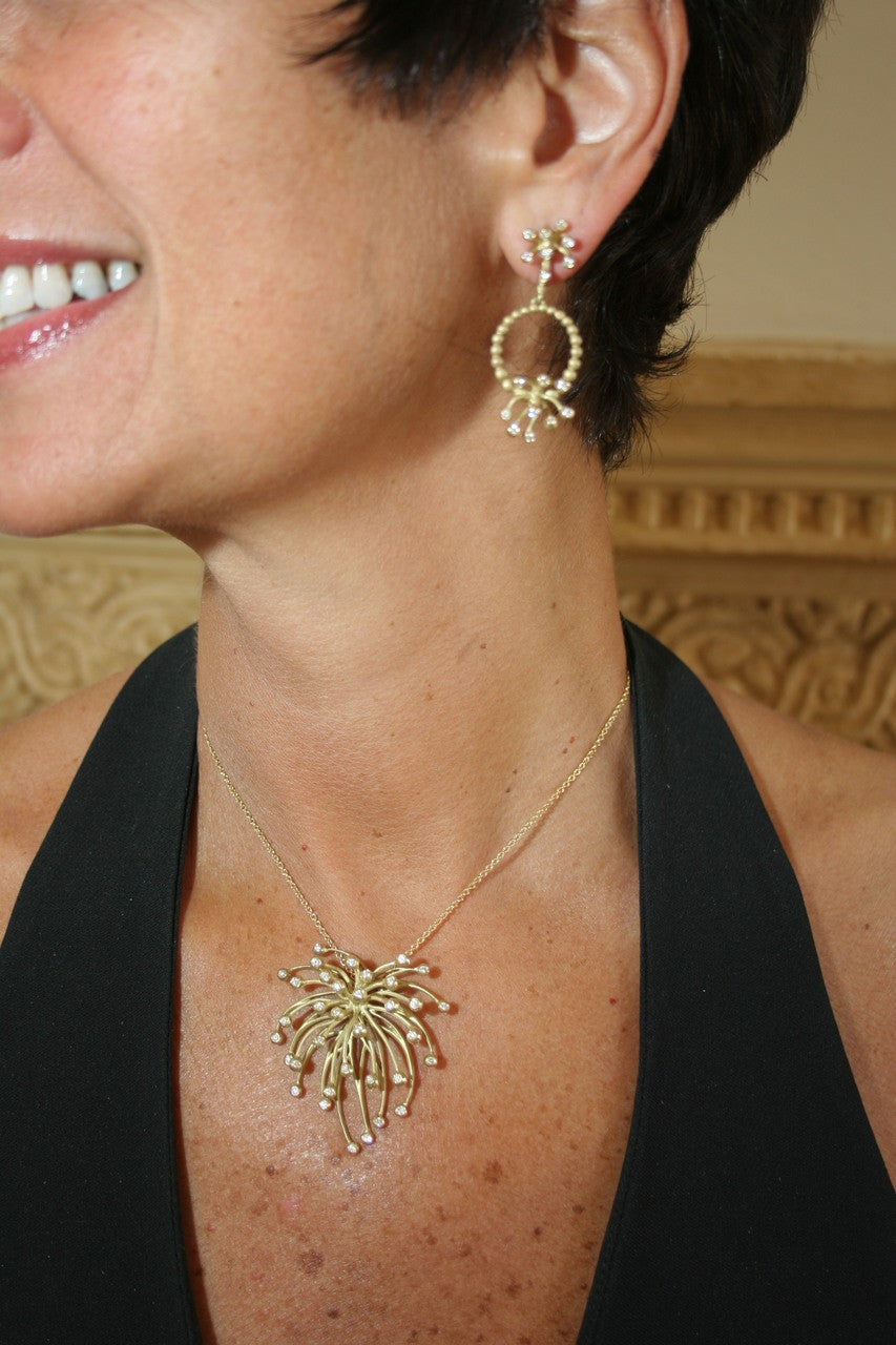 Superstar Earrings. Fireworks-18K gold with diamonds: Celebrate life!!!-16